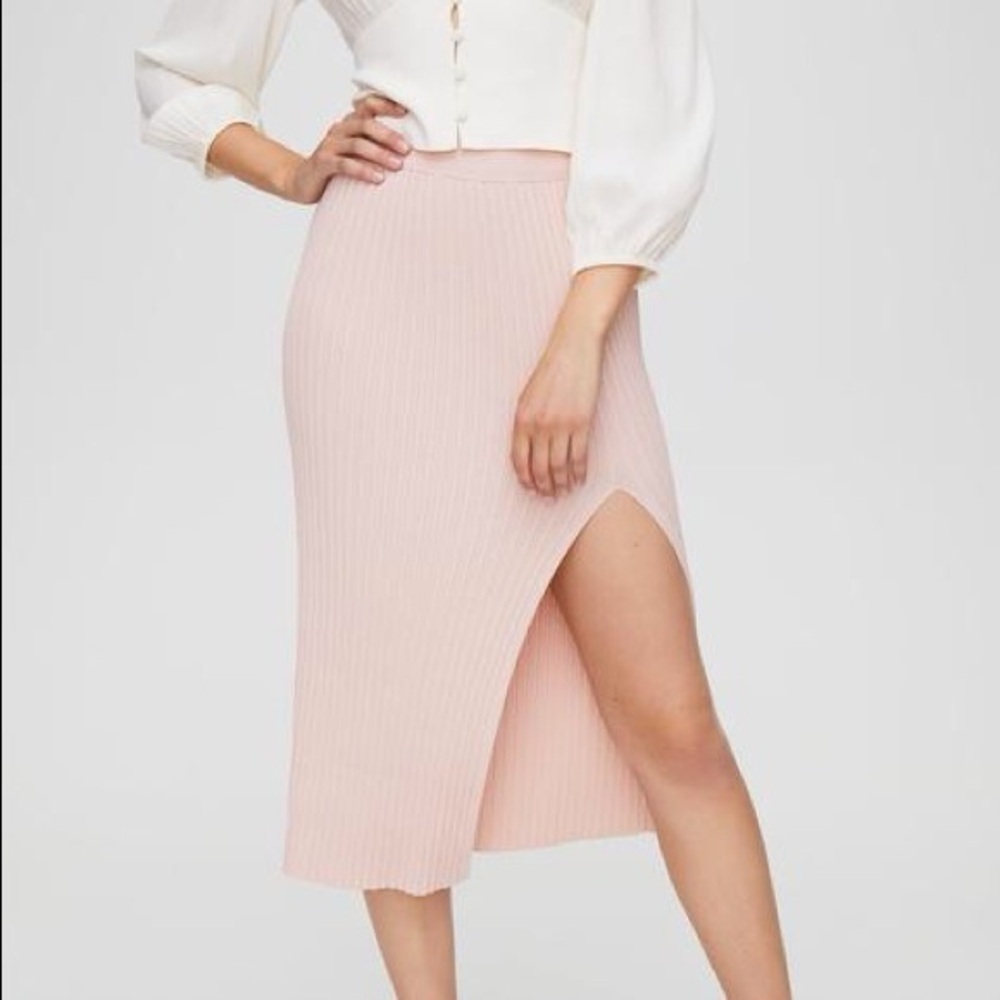 Aritzia Pink Wilfred Slit Knit Skirt